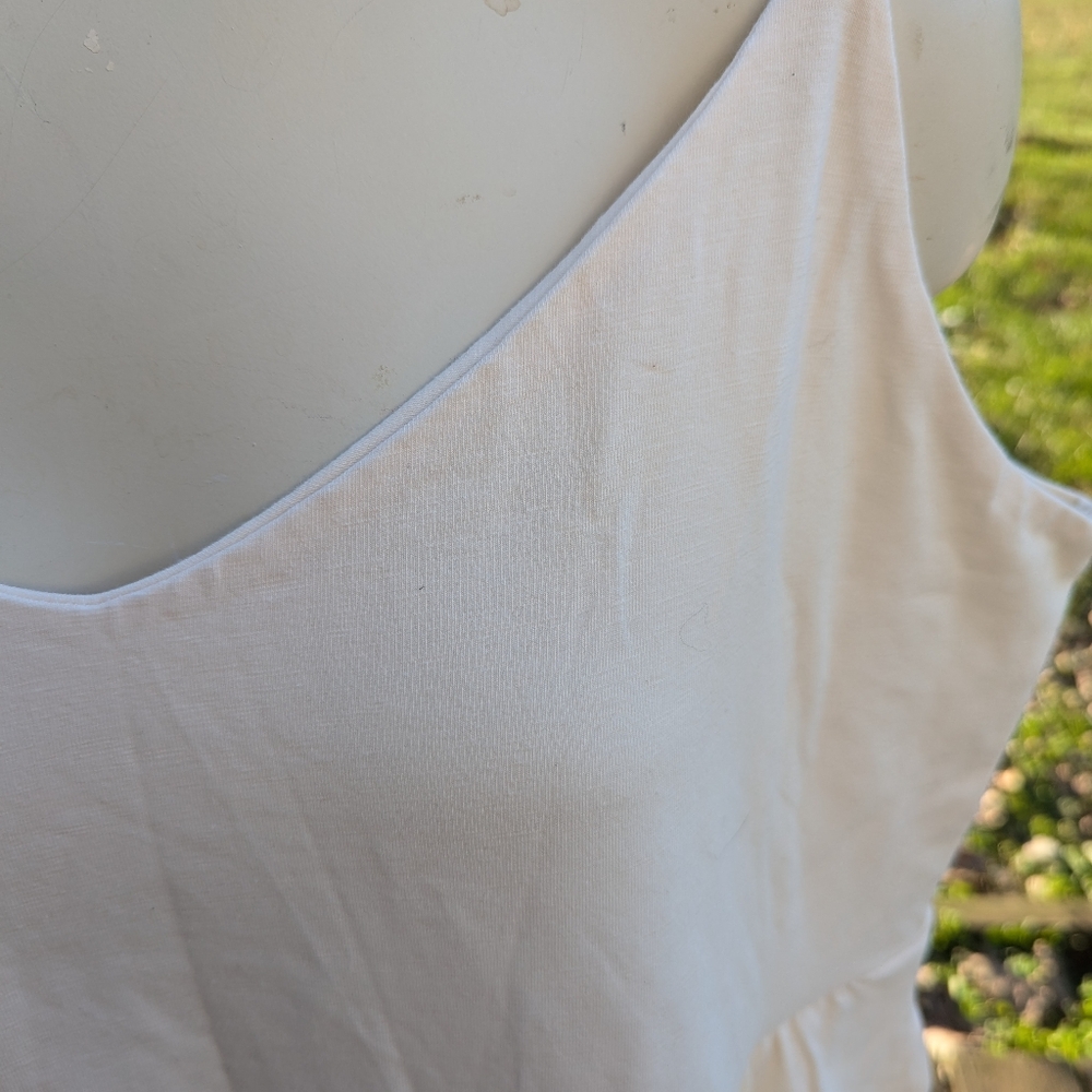 Plus size old Navy Cream cotton Knit Tie shoulder Triple tiered sundress Sz XXL - Picture 2 of 5